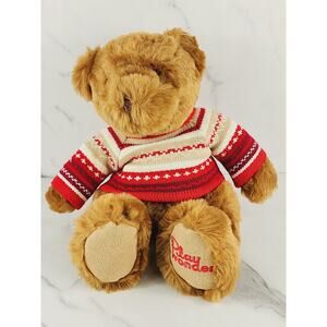 Play Wonder Teddy Bear Brown w/ Red Sweater 13" Plush Stuffed Toy 2008